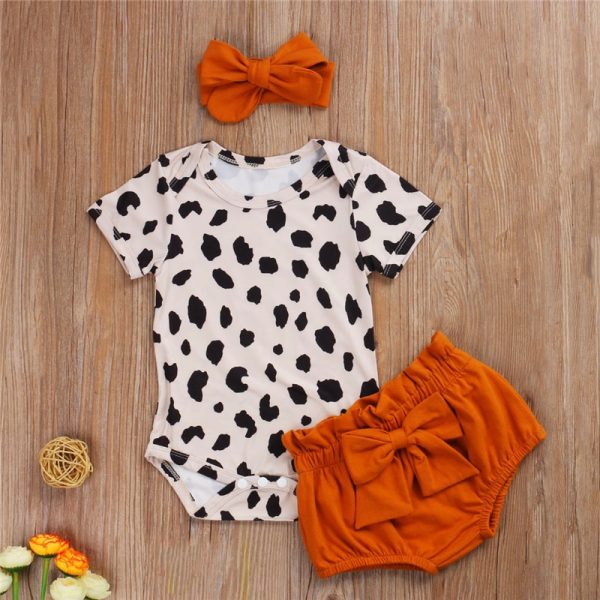 Newborn Toddler Baby Girls Clothes Sets Leopard Print 3pcs 2023 Spring Summer Outfits