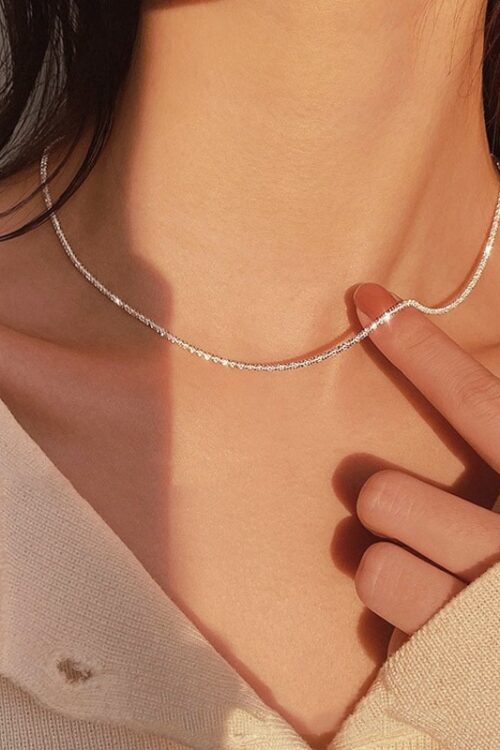 Women Silver Sparkling Clavicle Chain Choker Necklace Jewelry