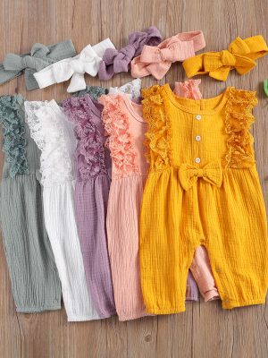Newborn Infant Baby Girls Clothes Sleeveless Lace Romper 2023 Spring Summer Outfits