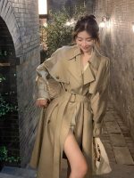 Women Long Sleeve Trench Midi Dress Coat 2023 Spring Fashion Outfits