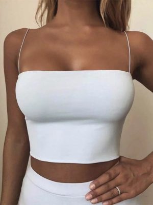 Women's Crop Top Sexy Elastic Cotton Sleeveless 2023 Spring Summer Outfits
