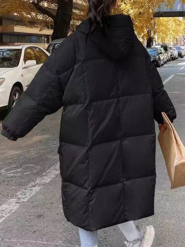 2022 Winter Womens Down Jackets Long Ultra Light Thin Casual Coat Puffer Jacket Slim Remove Hooded Parka Loose Warm Zipper Coat