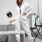 2023 Female Hoodies Jumpsuits One Piece Outfit Warm Fleece Sport Jumpsuit