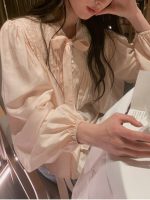 Women Casual Long Sleeve Lace-up French Chiffon Shirts 2023 Summer Fashion Outfits