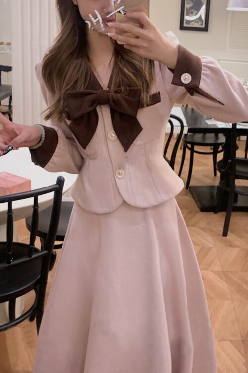 Women Vintage Blazers Suits 2 Piece Dress Set Coats + Midi Skirts 2023 Summer Fashion Outfits
