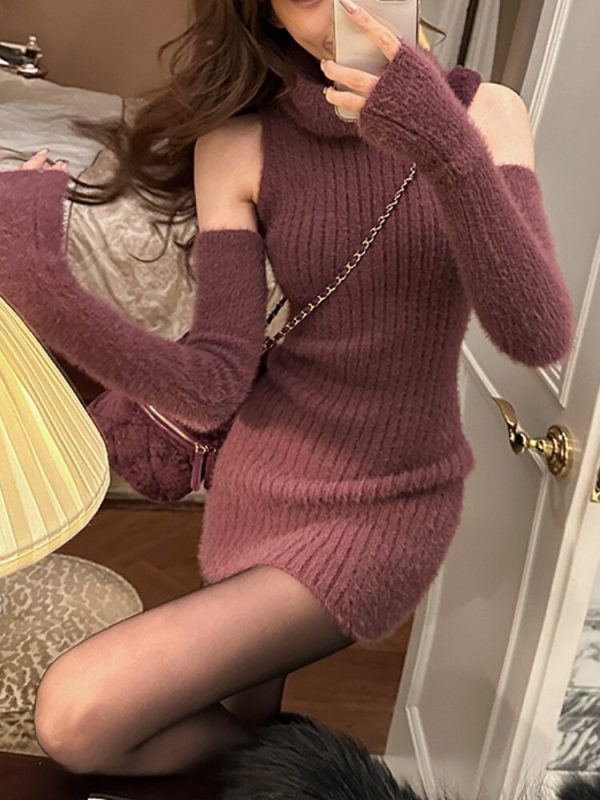 Women 2023 Spring Turtleneck Knitted Sweater Dress