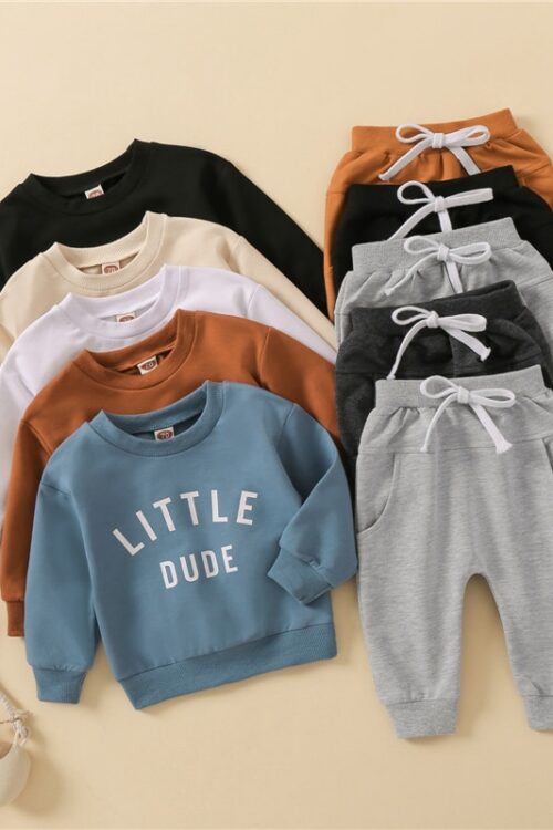 Baby Boy Clothes Set 2pcs Soft Cotton Letter Sweatshirts Tops+Pants 2023 Spring Summer Outfits