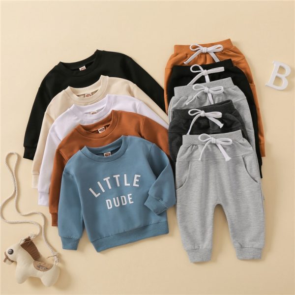 Baby Boy Clothes Set 2pcs Soft Cotton Letter Sweatshirts Tops+Pants 2023 Spring Summer Outfits
