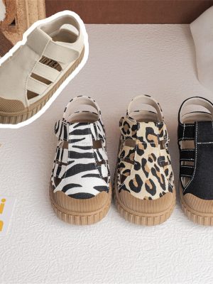 Kids Canvas Sandals Baby Cute Leopard Zebra Print