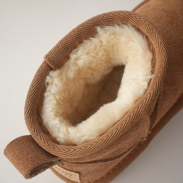 Children Winter Snow Boots Baby Cow Suede Upper Warm Boots With Thick Plush Boys Girls High-top Snow Boots For Cold Weather