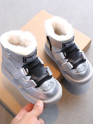 Boys Lamb Wool Warmth Thick Cotton Boots Girls Soft-Soled Boots 2023 Winter