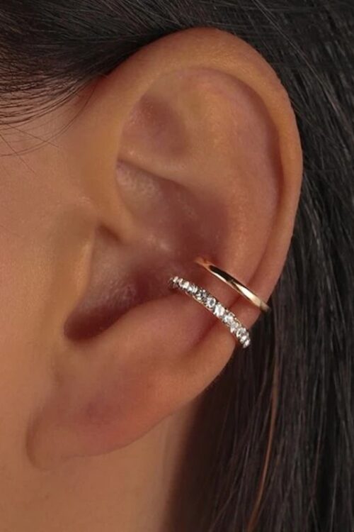 Fashion Exquisite Rhinestone Decor Ear Cuff earring for Woman Ear 2021 Summer New Arrival Christmas Jewelry Gift