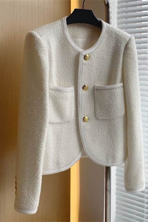 Women Tweed Elegant Coats Spring Outf...