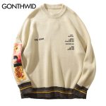Van Gogh Sleeve Patchwork Pullover Knit Sweater Spring Outfits
