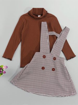 Girls-Autumn-Fashion-Clothes-Set-2-Pieces-Suit-Solid-Turtleneck-Tops-Plaid-Suspender-Skirt-Kids-Sets-1