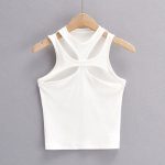 Women Girls New Asymmetrical Hollow Solid Color Knitted Round Neck