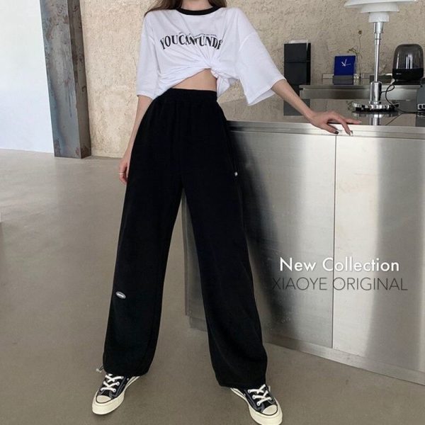 Gray Sweatpants Joggers Women Korean Style High Waist Tracksuit Casual Loose Pants Black Jogging Sports Trousers