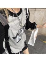 Grunge Long Sleeve Gray Tshirts Women Harajuku Vintage 90s Graphic T Shirts Female Kpop Streetwear Sweatshirts