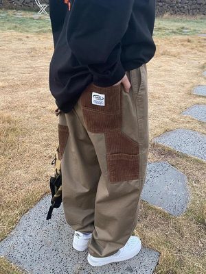 Harajuku Cargo Pants Women Vintage Hip Hop Oversized Patchwork