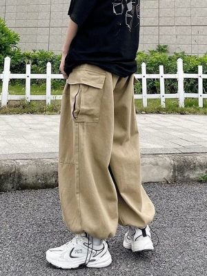 HOUZHOU-Harajuku-Streetwear-Khaki-Cargo-Pants-Women-Oversize-Pockets-Hip-Hop-Black-Wide-Leg-Trousers-For-1