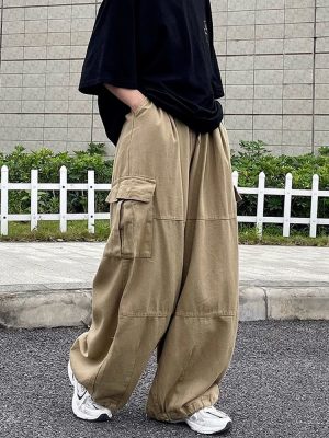 Harajuku Streetwear Khaki Cargo Pants Women Oversize Pockets Hip Hop