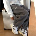 Hip Hop Gray Fleece Harem Pants Women Oversize Harajuku Winter Jogging