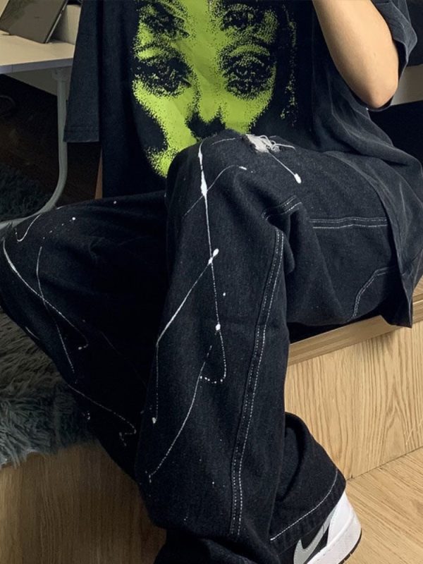 Hippie Emo Graphic T Shirts Women Grunge Gothic Oversize Black Tshirts