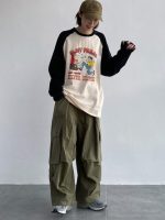 Japanese Streetwear Green Cargo Pants Women