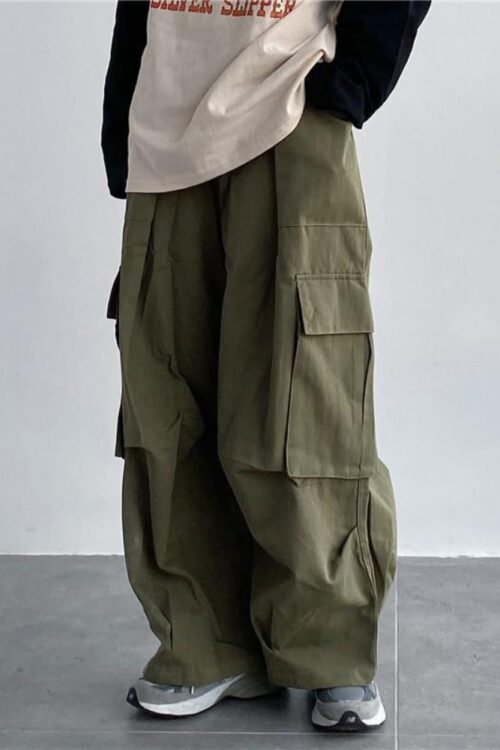 Japanese Streetwear Green Cargo Pants Women