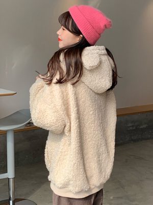 HOUZHOU-Kawaii-Cute-Bear-Ears-Hoodie-Women-Autumn-Winter-Casual-Fleece-Loose-Long-Sleeve-Pullover-Friends-1