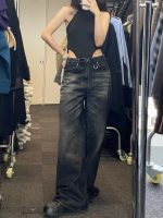 Vintage Black Wide Leg Jeans Women Oversized High Street Korean Fashion Baggy Denim Trousers