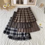 Girls Vintage Plaid Skirt Women Kawaii High Waist A-line Pleated Mini Skirts