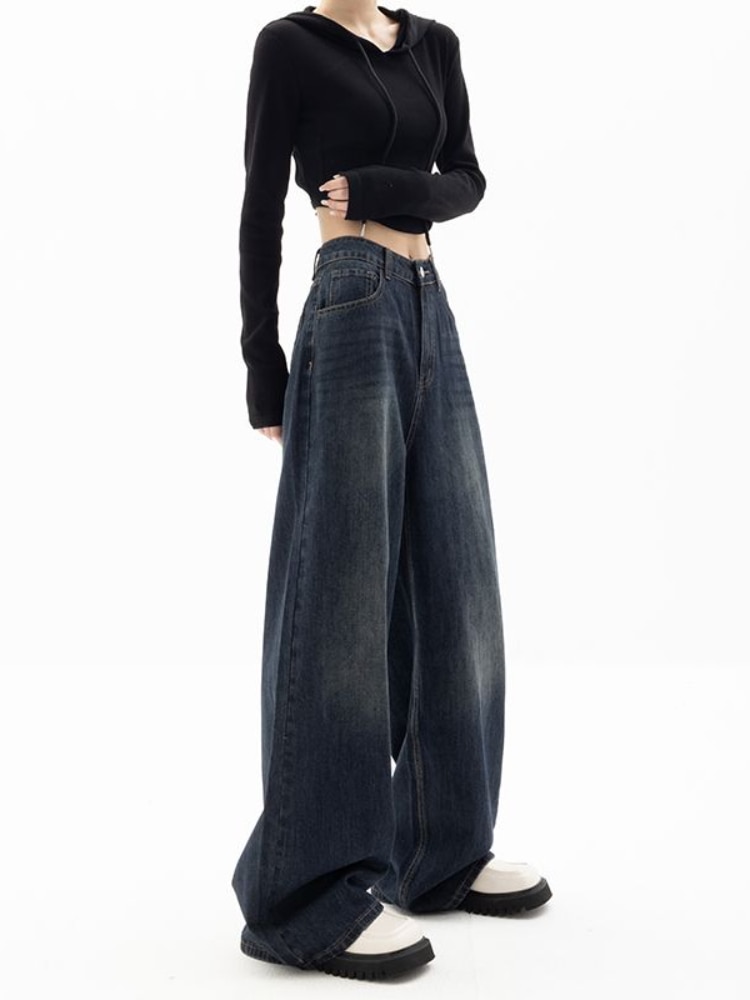 Vintage Women Wide Leg Jeans Harajuku Baggy Denim Trousers Oversized ...