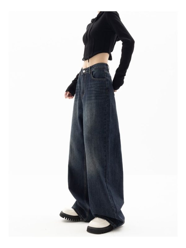 Vintage Women Wide Leg Jeans Harajuku Baggy Denim Trousers Oversized