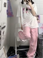 Baggy Pink Jeans Women Kawaii Korean Fashion Oversize Low Rise Wide Leg Denim
