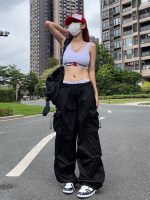 Parachute Pants Women Hippie Streetwear Oversize Pockets Cargo Trousers Harajuku