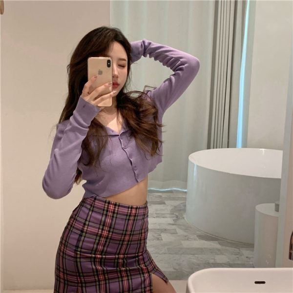 Women Korean Style O-neck Short Knitted Sweaters