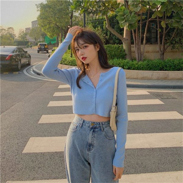 Women Korean Style O-neck Short Knitted Sweaters