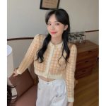 Women Korean Style Plaid Cardigan Spring Outfits
