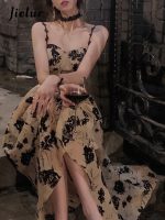 Women 2023 Summer Floral Strap Midi Dress Sleeveless Elegant Vintage Dress