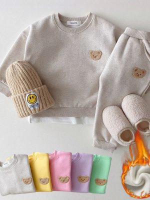 Korean-Baby-Boys-Winter-Clothes-Sets-Warm-Bear-Velvet-Pullover-Sweatshirt-Tops-Harem-Pants-Suits-2pcs-1