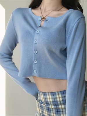Korean-Style-O-neck-Short-Knitted-Sweaters-Women-Thin-Cardigan-Fashion-Sleeve-Sun-Protection-Crop-Top-1