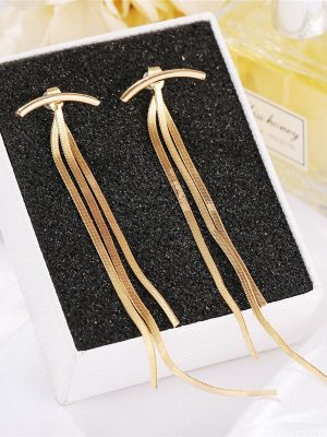LATS-2022-Korean-Vintage-Glossy-Arc-Bar-Long-Thread-Tassel-Drop-Earrings-for-Women-Geometric-Fashion-1