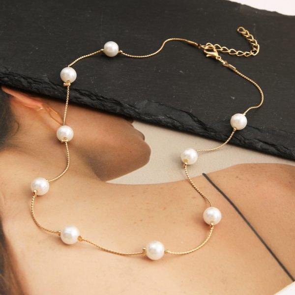 Beads Women's Neck Chain Kpop Pearl Choker Necklace Gold Color Goth Chocker Jewelry Pendant Necklaces Collar for Girl