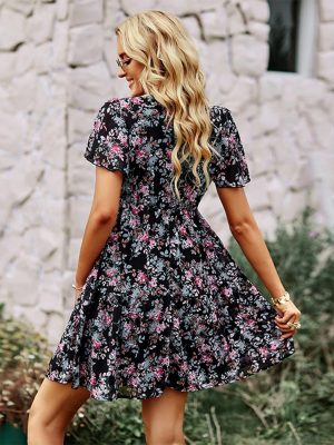 Msfilia-Fashion-Floral-Dress-Women-Spring-Autumn-V-Neck-Short-Sleeve-Loose-Chic-Printed-Dresses-1