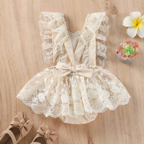 New Baby Girls Floral Lace Embroidery Romper 2023 Spring Summer Outfits