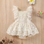New Baby Girls Floral Lace Embroidery Romper 2023 Spring Summer Outfits