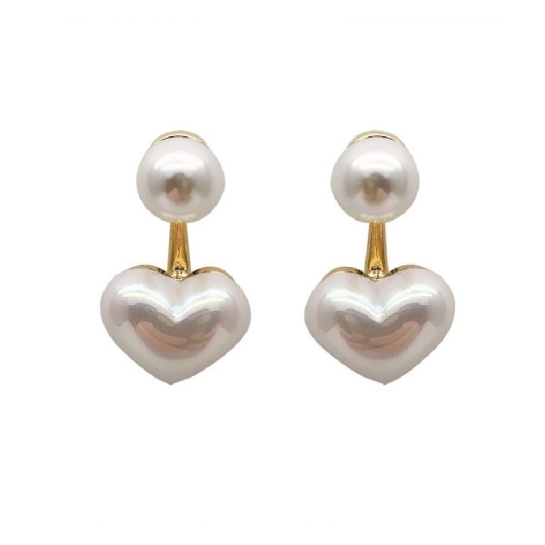 New Fashion Contracted Heart Pearl Fine Earrings Joker Sweet Elegant Temperament Women Drop Earrings