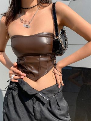 Patchwork-Irregular-Corset-Women-Chic-Side-Cut-Out-Hole-Strappy-Tank-top-Popular-Faux-Leather-Casual-1