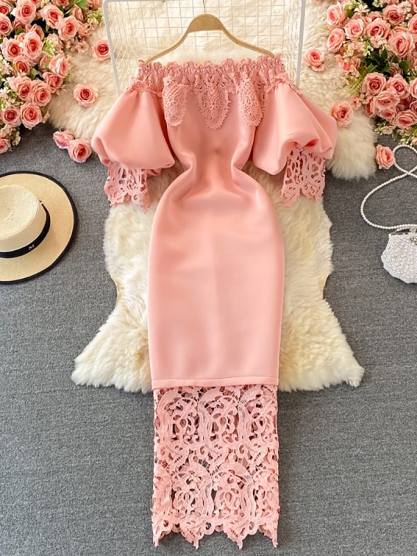 Women Sexy Hollow Out Lace Bodycon Long Dress 2023 Summer Fashion Outfits